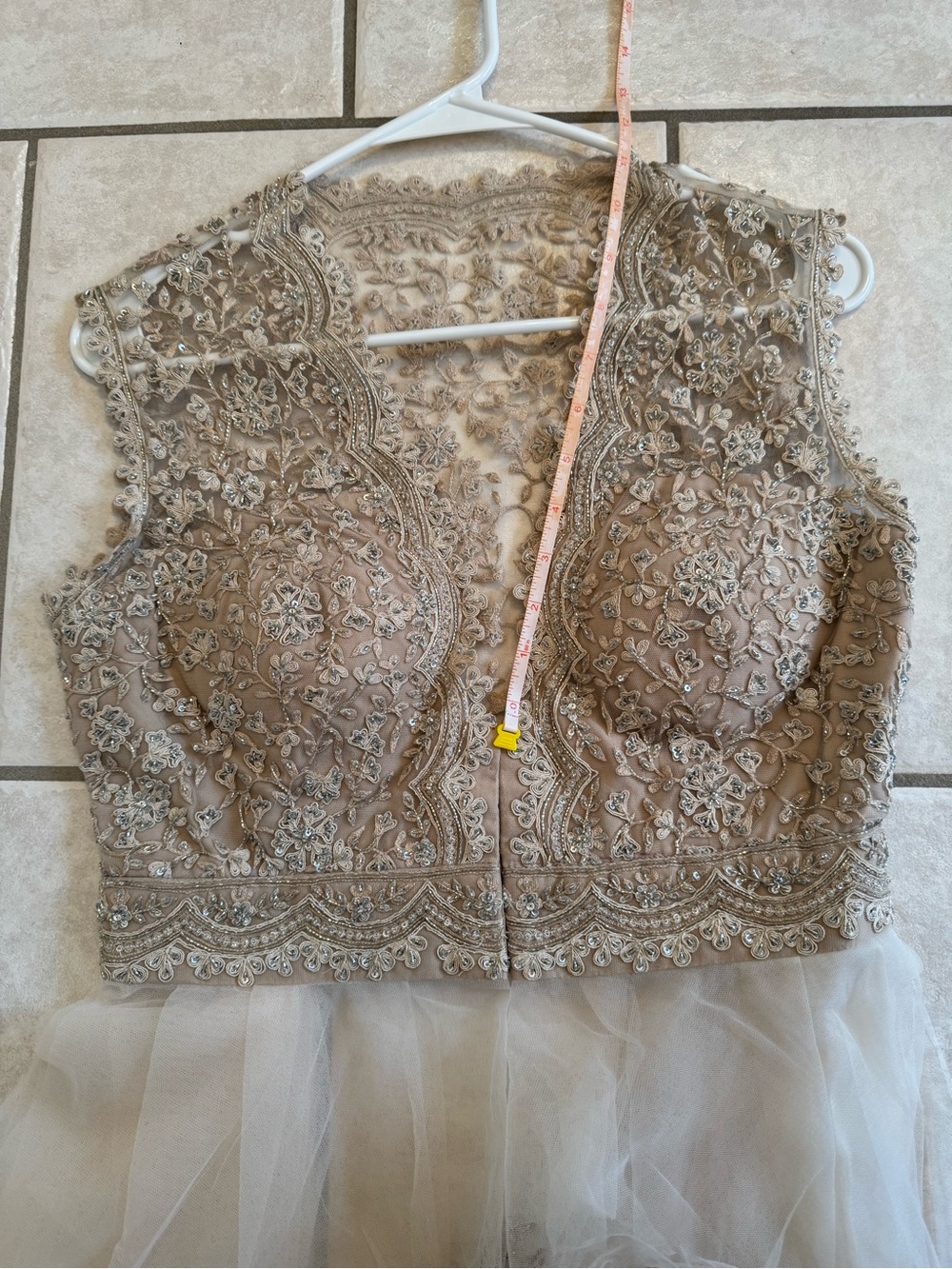 Gold/Cream Ridhi Mehra Lehenga with Deep V Bodice - Picture 8 of 16